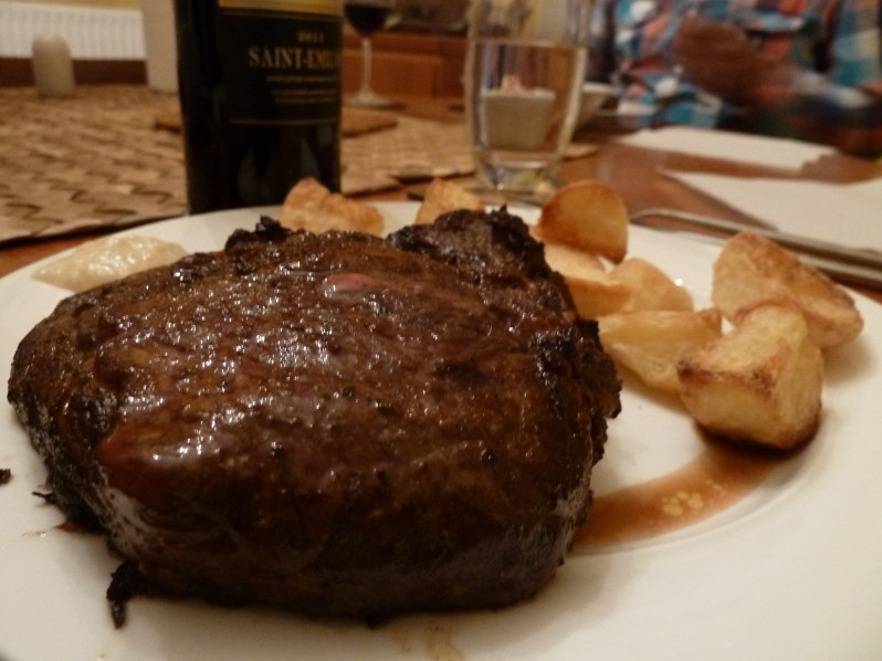 400g cajun-spiced ribeye steak, medium-rare
