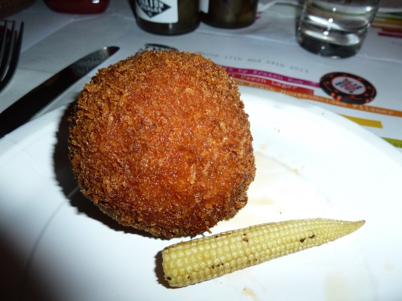 Chicken kiev with lonely sweetcorn