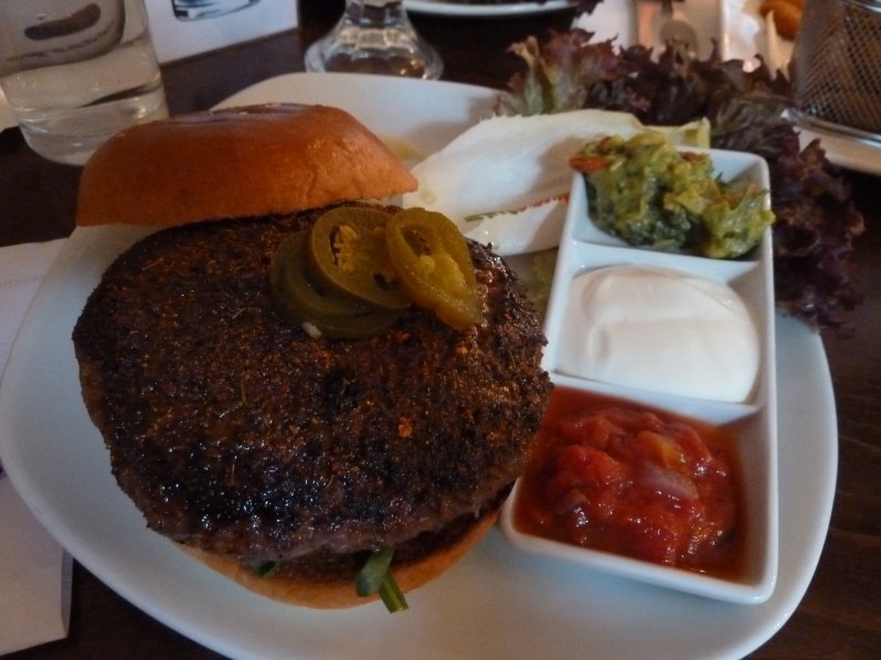 Mexican Burger - with guacamole, sour cream and salsa