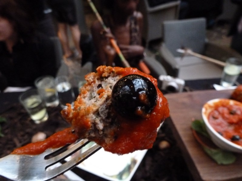 Meatball with olive