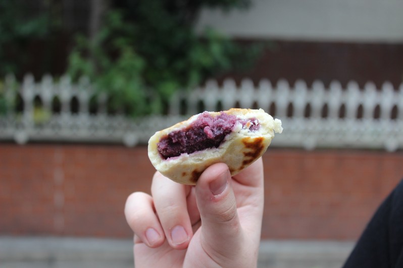 Oyaki with purple sweet potato (murasaki imo) inside