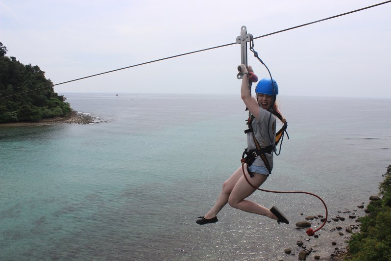 Wheee! Rosy in midair!